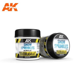 Realistic acrylic snow sprinkles for dioramas, perfect for winter scene crafting.