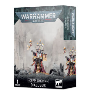 Adeptus Sororitas Dialogus model packaging showcases authority and combat in Warhammer 40,000s dark universe.
