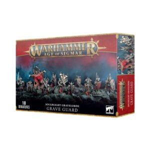 Soulblight Gravelords Grave Guard box set features ten menacing undead miniatures for Warhammer Age of Sigmar.