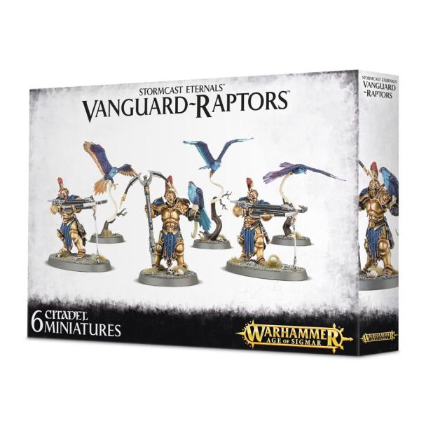 Stormcast Eternals Vanguard-Raptors miniatures set with dynamic poses and detailed fantasy designs.