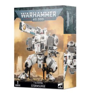 Tau Empire Stormsurge model kit for Warhammer 40,000, featuring detailed futuristic design and imposing stature.