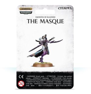 Stunning Warhammer Slaanesh miniature, The Masque, displaying intricate details and vibrant colors.