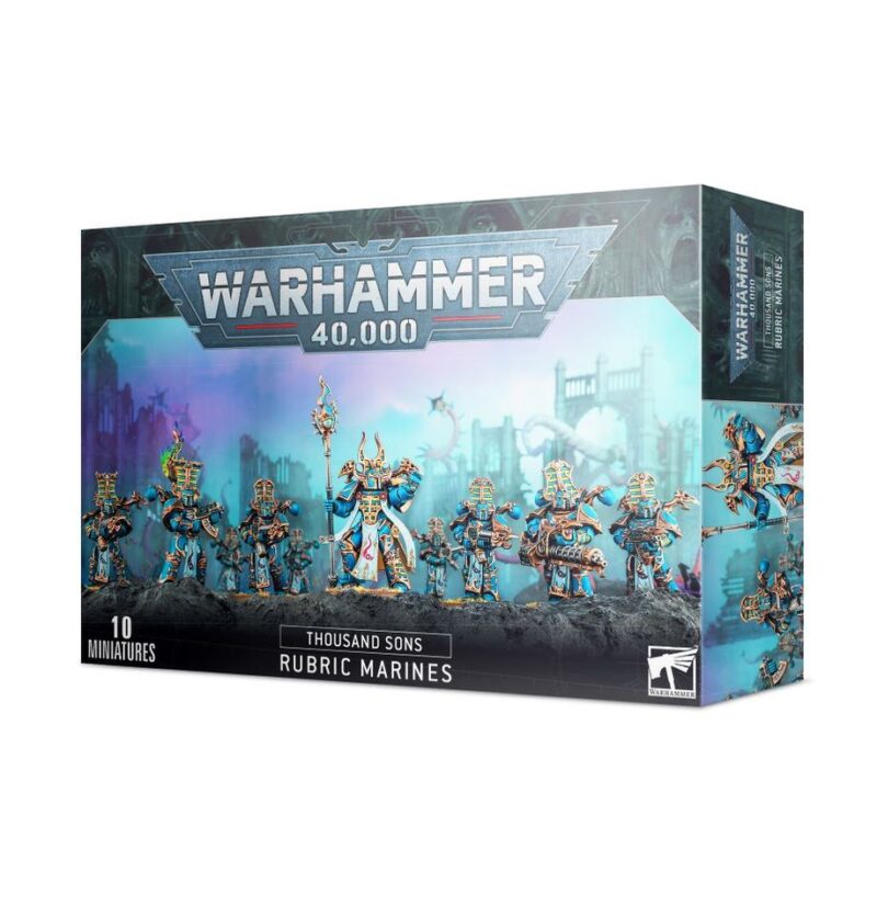 Thousand Sons Rubric Marines Set: ten detailed miniatures ideal for Warhammer 40,000 collectors.
