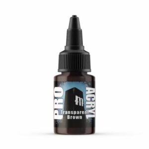 Professional-grade transparent brown acrylic paint in a sleek, easy-to-use bottle.