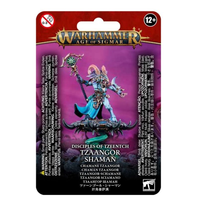 Tzaangor Shaman miniature: vibrant Warhammer Age of Sigmar figure showcasing chaos and mysticism.
