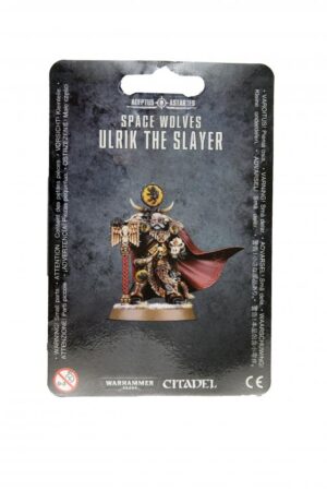 Ulrik the Slayer collectible miniature showcases a heroic Space Wolves figure with axe and shield.