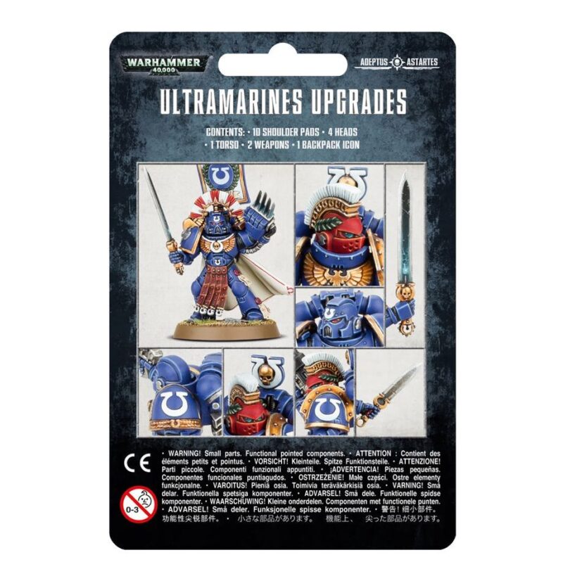 Ultramarines upgrade kit for Warhammer 40,000 featuring a dynamic Space Marine model.