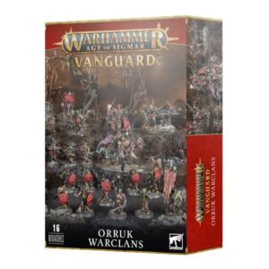 Vanguard: Orruk Warclans box set showcases 16 dynamic miniatures for Warhammer Age of Sigmar.