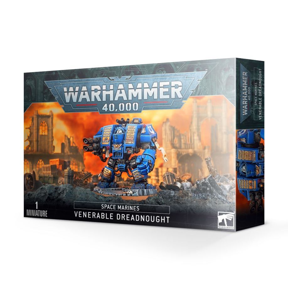 Venerable Dreadnought model kit for Warhammer 40,000, showcasing Space Marines battle-ready craftsmanship.