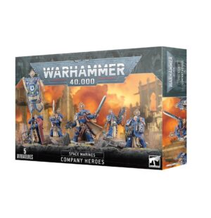 Warhammer 40,000 Company Heroes: Space Marines battle-ready miniatures in a grimdark setting.