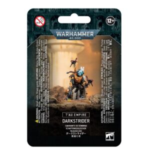 Tau Empire Darkstrider model for Warhammer 40K, featuring advanced technology and vibrant detail.