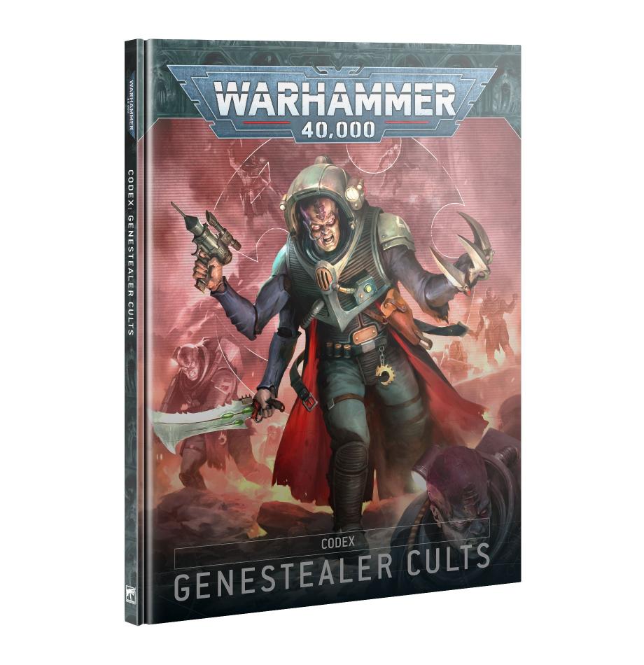 Genestealer Cults: Shadows of Warhammer 40,000 cover featuring a mysterious, weapon-wielding cultist.