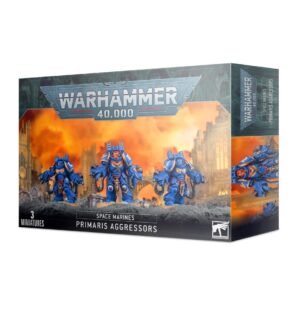 Warhammer 40,000 Primaris Aggressors Model Set showcasing elite miniatures in dynamic battle poses.