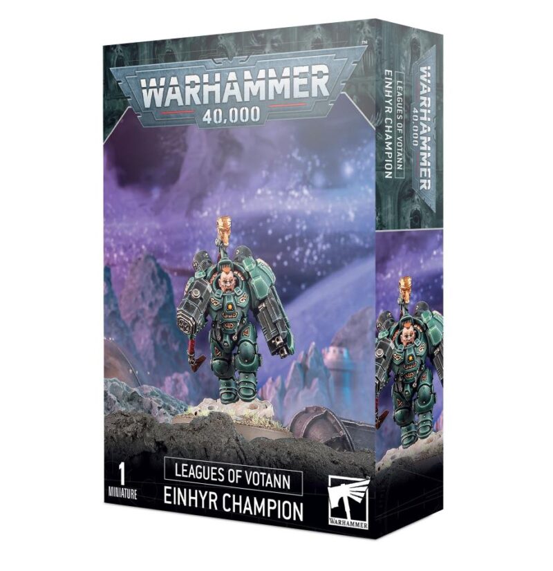 Leagues of Votann Einhyr Champion miniature figure box for Warhammer 40,000 tabletop game.