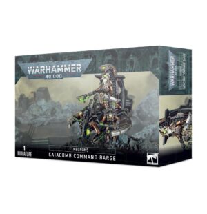 Necron Catacomb Command Barge model kit box with detailed artwork and futuristic design.