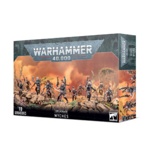 Warhammer 40,000 Wyches Miniatures Set featuring ten dynamic figures for tabletop gameplay.