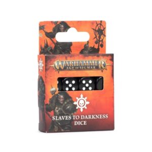 Warhammer Age of Sigmar Slaves to Darkness Dice Set with bold design and detailed artwork.