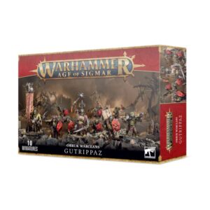 Warhammer: Age of Sigmar Gutrippaz set includes ten unpainted miniatures for epic battles.