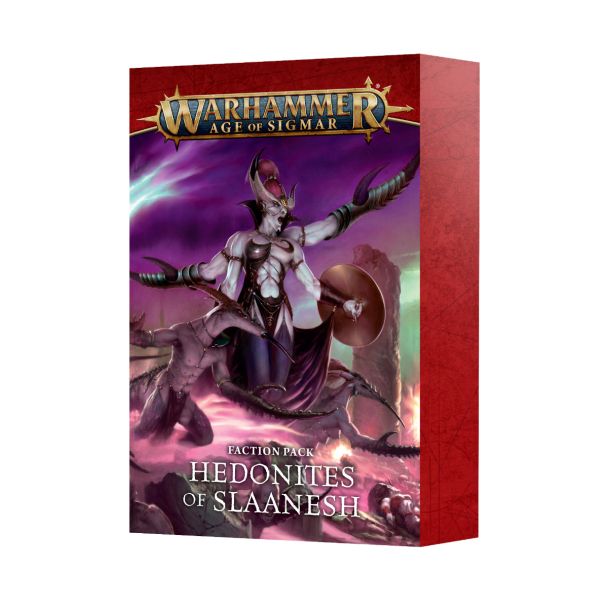 Hedonites of Slaanesh boxed set for Warhammer Age of Sigmar, featuring vibrant art and dynamic figures.