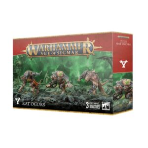 Vibrant Warhammer Age of Sigmar Rat Ogres Box Set featuring three detailed miniatures.