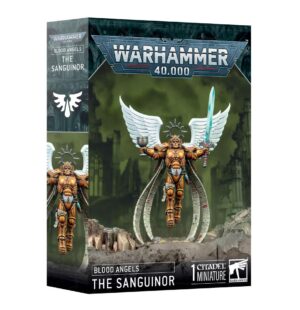 Sanguinor miniature box set from Warhammer 40,000, featuring Blood Angels and stunning artwork.
