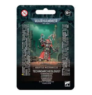 Technoarchaeologist figure from Warhammer 40K, showcasing intricate design and rich lore in packaging.