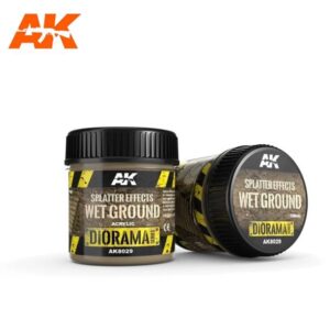 Realistic Wet Ground modeling jars by AK Interactive for diorama creation and terrain effects.