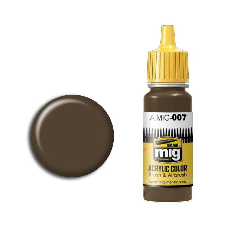 AMMO by Mig Jimenez A.MIG-007 Deep Brown Acrylic Paint for modeling and airbrushing.