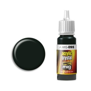 Acrylic Crystal paint by A.MIG in deep green, perfect for artists and model builders.