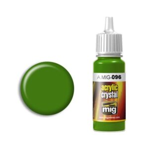 Vibrant green acrylic paint A.MIG-096 with matching color swatch for precise artistic projects.