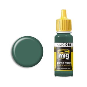Vibrant A.MIG Acrylic Paint A.MIG-018 with Deep Green Color Swatch for Artistic Projects