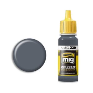 A.MIG-229 Matte Grey Acrylic Paint for versatile artistic applications with easy-dispensing bottle.