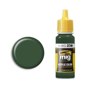 A.MIG-238 Deep Green acrylic paint with swatch for accurate color representation and precise application.