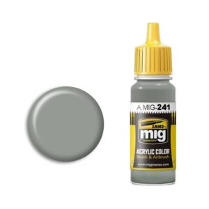 A.MIG-241 acrylic paint bottle with olive green color swatch for artists and hobbyists.