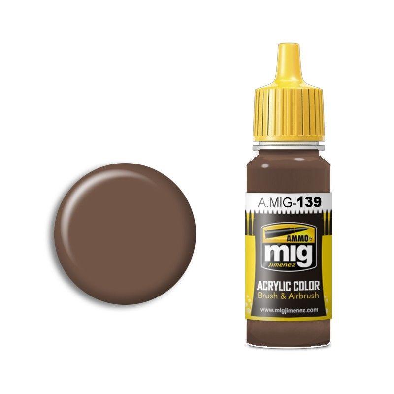 A.MIG-139 medium brown acrylic paint for versatile brush and airbrush applications.