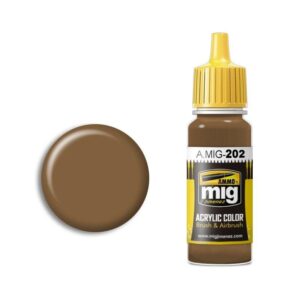 A.MIG Rich Brown Acrylic Paint with glossy paint swatch for versatile artistic projects.