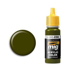 Dark olive green acrylic paint A.MIG-230 by MIG Productions for artists and modelers.