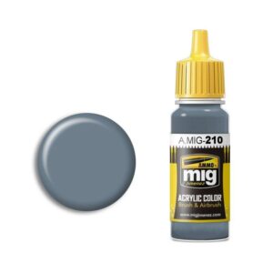 Acrylic paint 210 in cool gray, featuring a bright yellow cap and matching swatch.