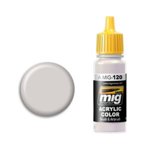 MIG A.MIG-120 Medium Gray acrylic paint with swatch for model painting and crafting.