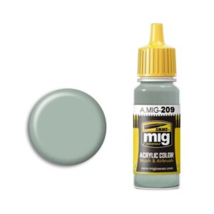 MIG A.MIG-209 Muted Green Acrylic Paint in a sleek bottle with vibrant yellow cap.