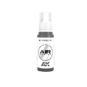 White AK Interactive airbrush paint bottle RLM 61 with precision nozzle for model painting.