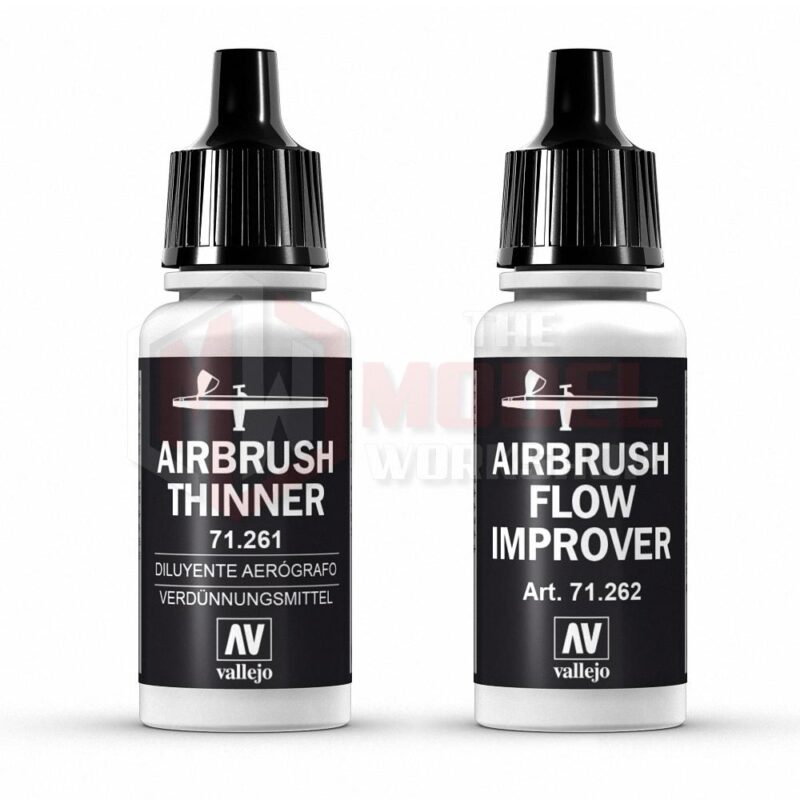 Airbrush Thinner and Flow Improver by Vallejo for smooth, consistent application in airbrush painting.