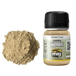 Airfield Dust pigment from A.MIG for realistic weathering effects in modeling projects.