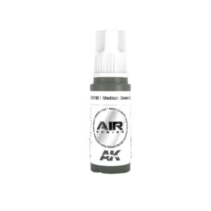 AK Air Medium Green spray paint for modelers, designed for precision and airbrush application.