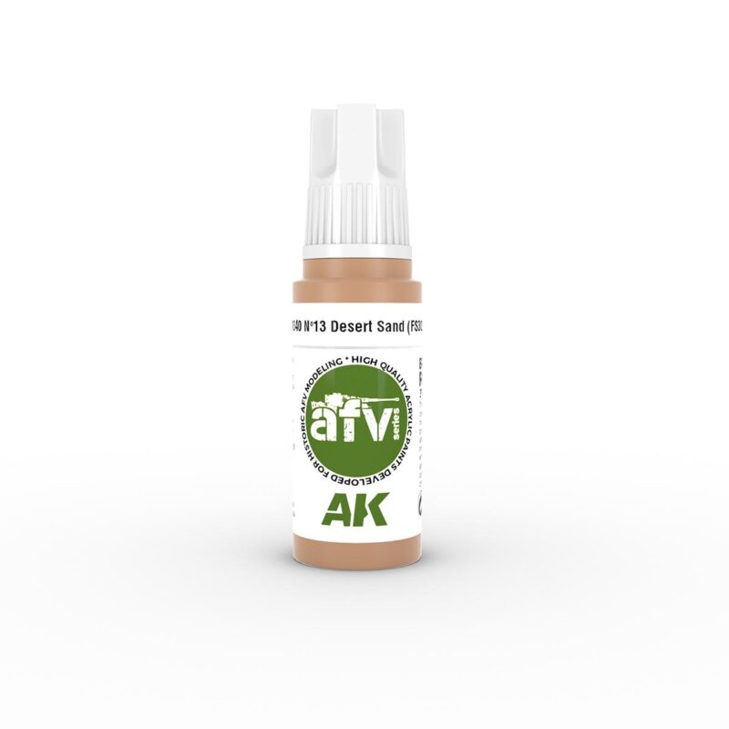 AK Interactive Desert Sand paint bottle for precise modeling and diorama applications.