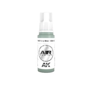 AK Interactive Grey-Blue airbrush paint, ergonomically designed for model painting and easy identification.