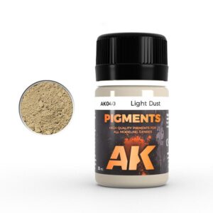 AK Light Dust pigment: versatile modeling powder for realistic terrain and weathering effects.