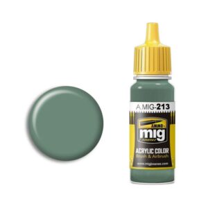 A.MIG-213 acrylic paint in vibrant greenish-gray for versatile modeling and artistic applications.