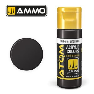 AMMO ATOM-20161 NATO Black Acrylic Paint for versatile brush and airbrush applications.