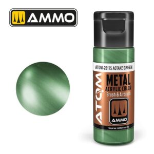 AMMO ATOM-20175 Aotake Green acrylic paint bottle for vibrant model painting projects.